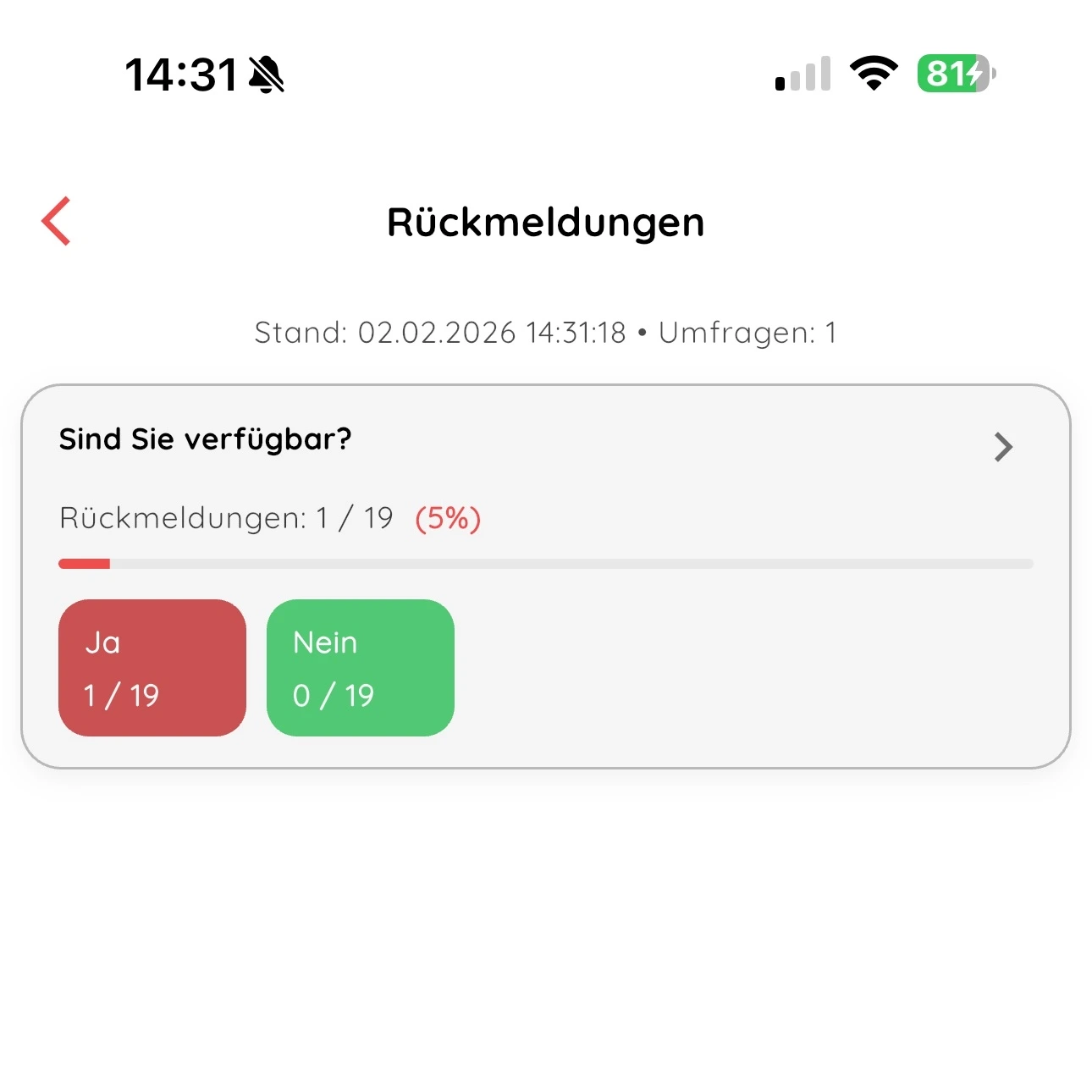 Rückmeldungen in Echtzeit in der Alarm-App