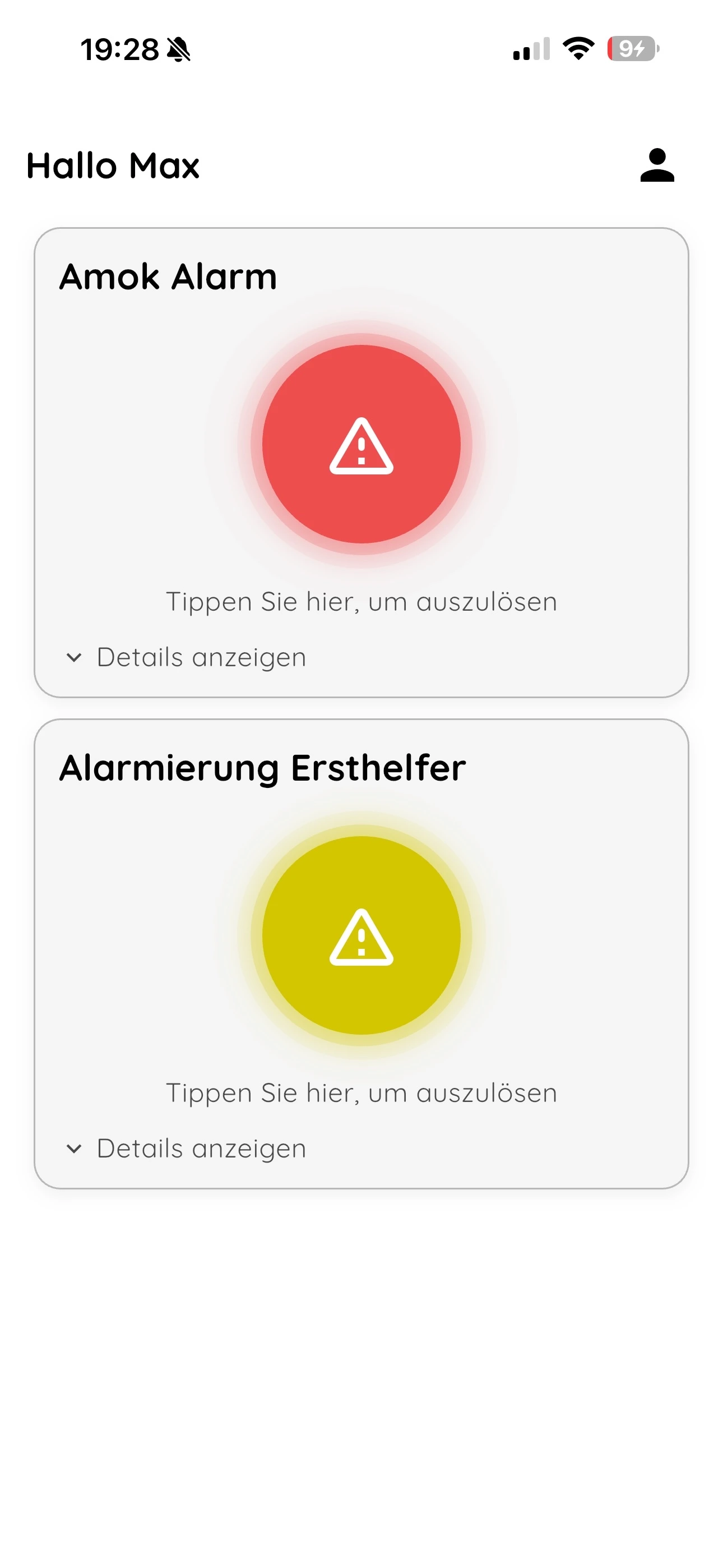 Rampage alert View of the NICA alert app on a smartphone